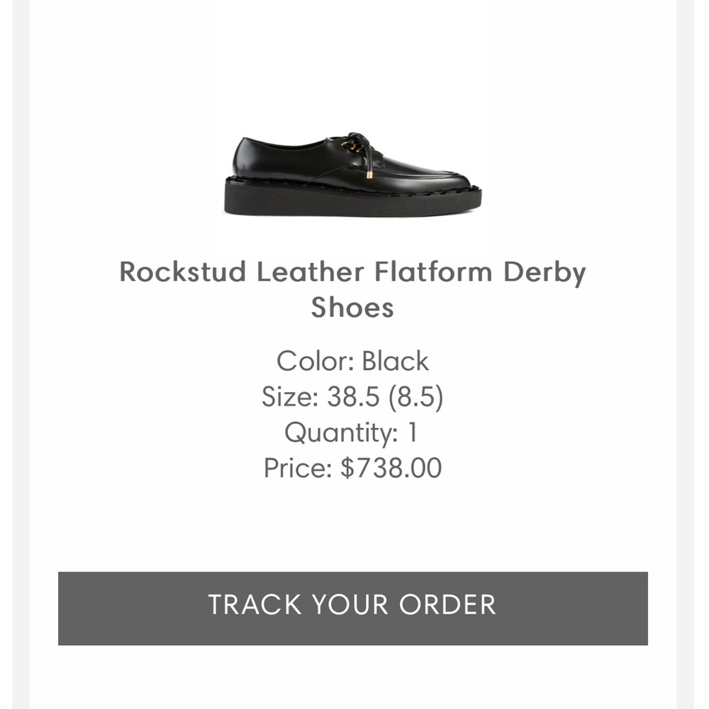 Valentino Garavani Rockstud Leather Flatform Derby Shoes Size 8.5